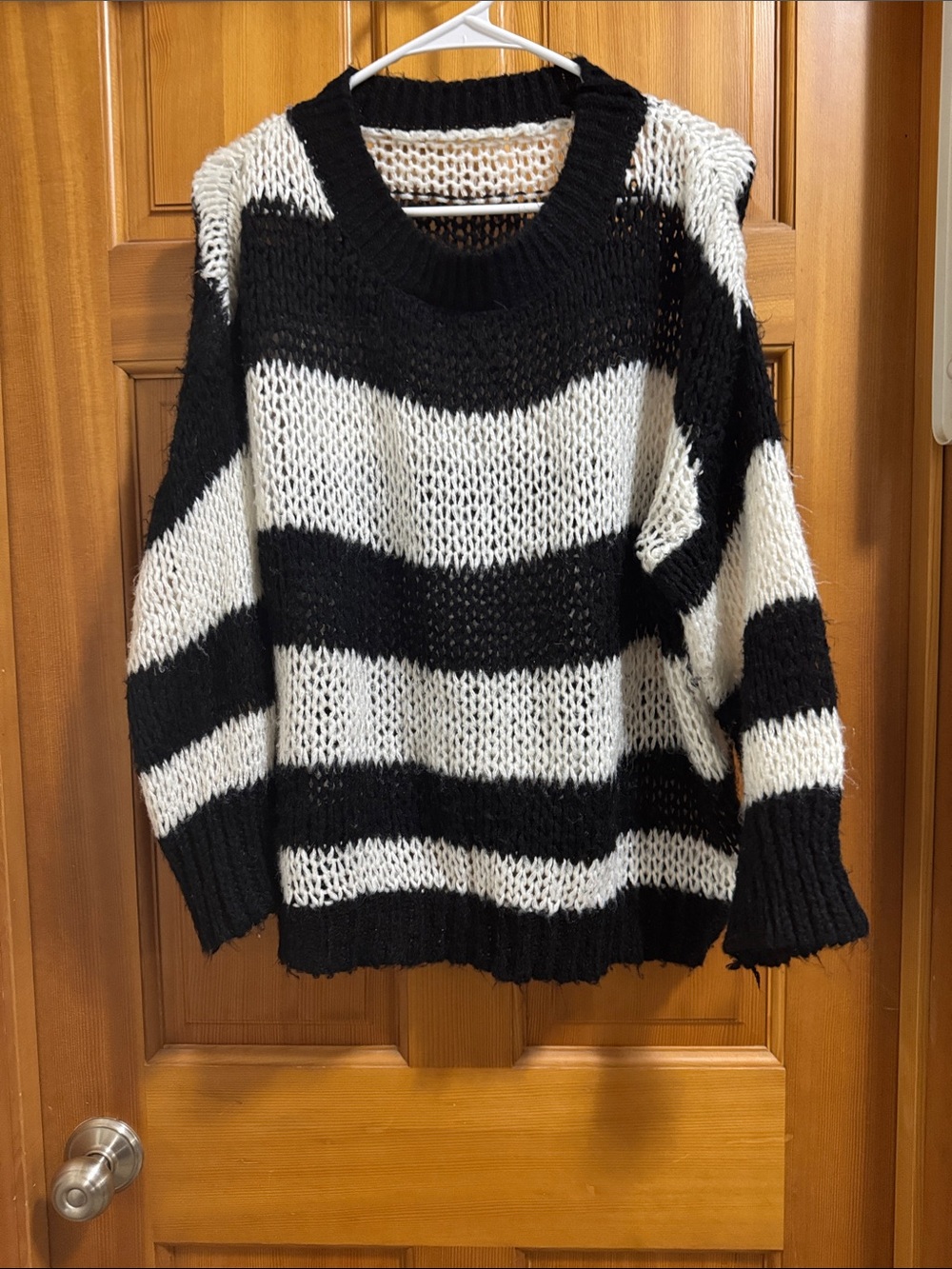 Black & White Striped Chunky Knit Sweater